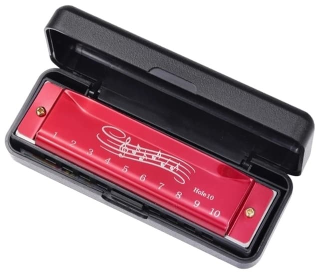 Губная гармошка металлическая (красная)