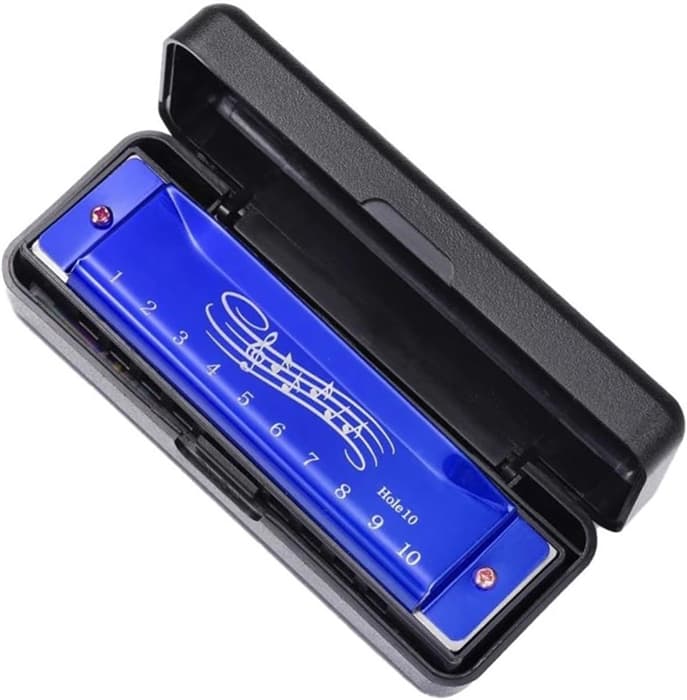 Губная гармошка металлическая (синяя)