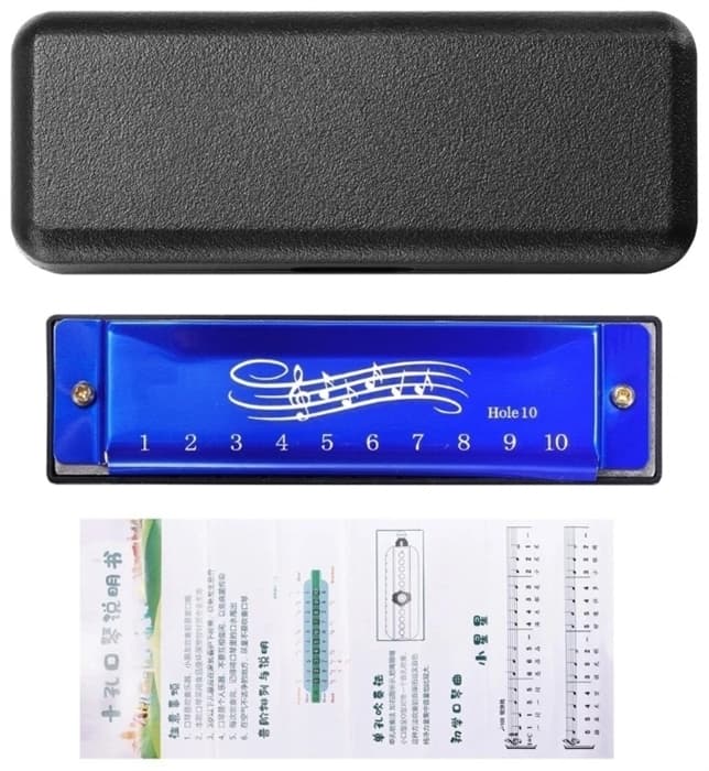 Губная гармошка металлическая (синяя)