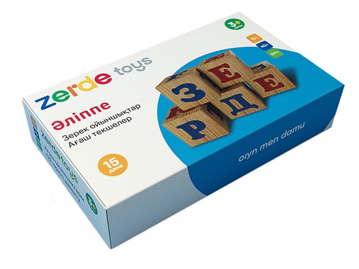Кубики Алфавит. Казахский, 15 штук