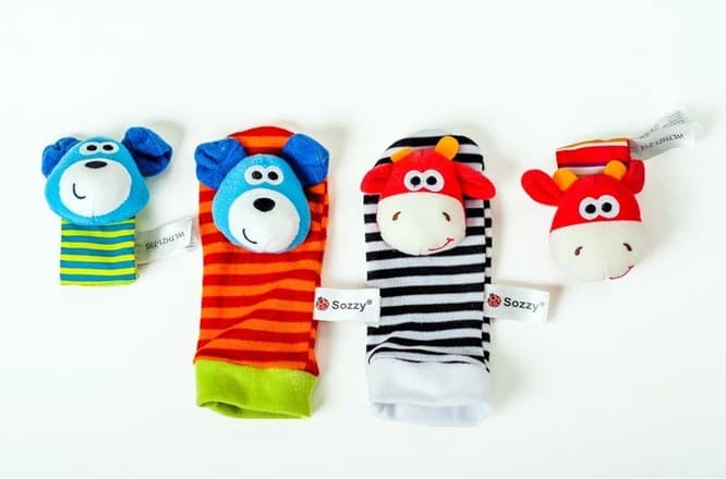 Мягкие игрушки шуршалки на ручки и носочки на ножки Собачка