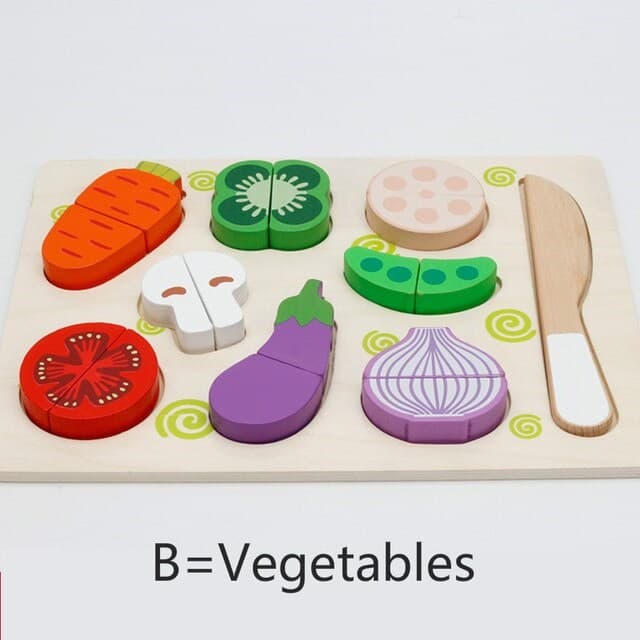 Овощи и фрукты разрезные деревянные на магнитах 0232