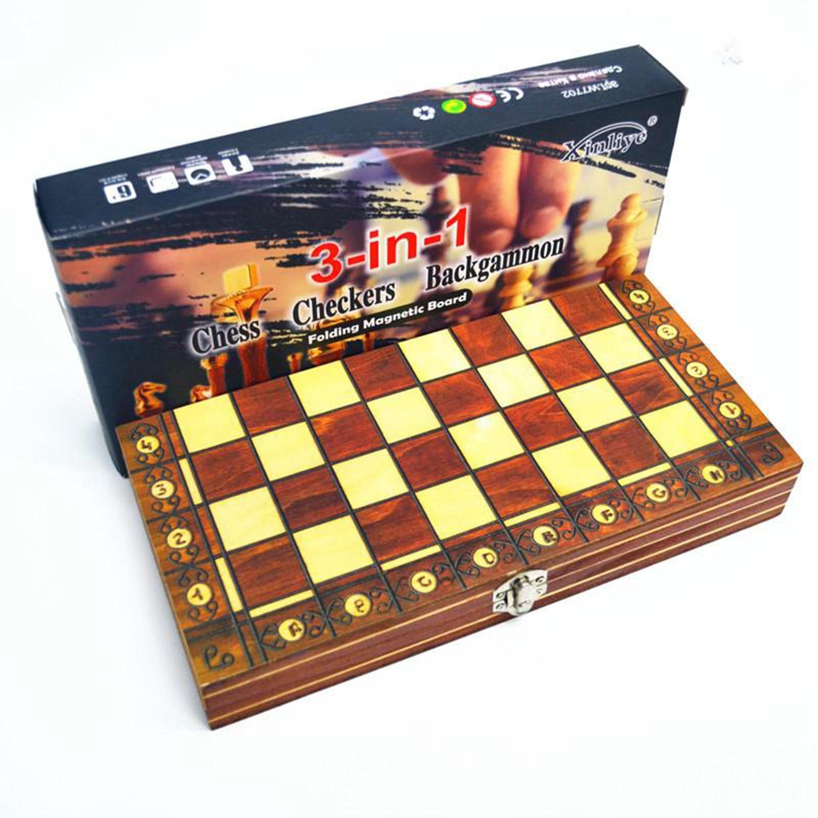 Шахматы деревянные 3 в 1. Wooden W7703H Мал.